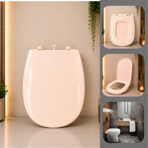 Assento Sanitário Pra Vaso Almofadado Retangular Salmão Paris Ideal Standart 1.6gpf 6.0lpf