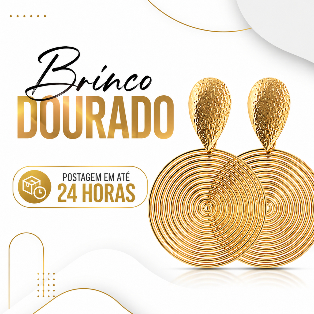 Par de Brincos Dourado ou Prata