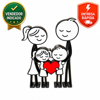 Enfeite Família Decorativa Feliz Personalizada -  Presente Dia das Mães Pais Namorados Celebração Casal de Filhos