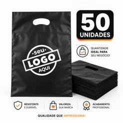 Sacola Plástica Boca vazada, Boca de Palhaço, Boca Triste personalizada com O SEU LOGO 50 unidades