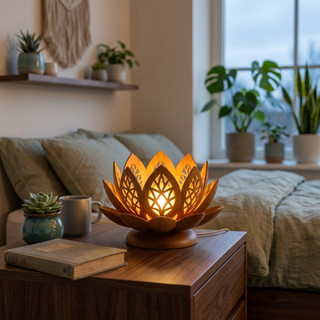 luminária de lótus, luminária decorativa, abajur, luz aconchegante, decoração, quarto, sala, presente, luz ambiente, mes