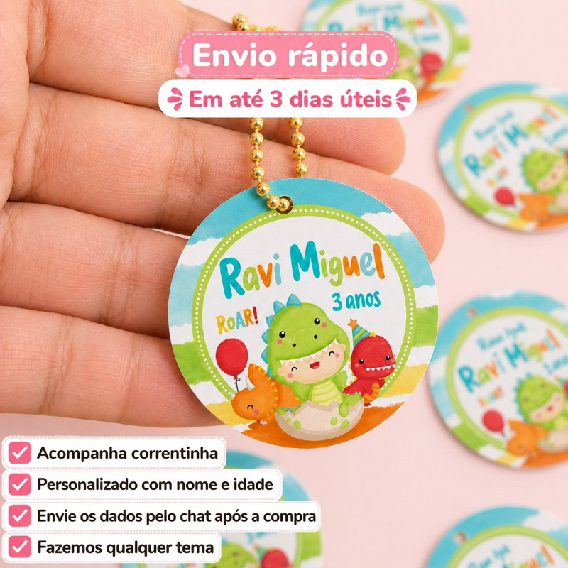 Tag personaliza com Correntinha - FAZEMOS QUALQUER TEMA