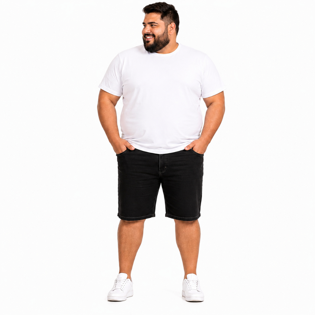 Bermuda Jeans Masculina Plus Size Slim com Lycra Elastano Confortável