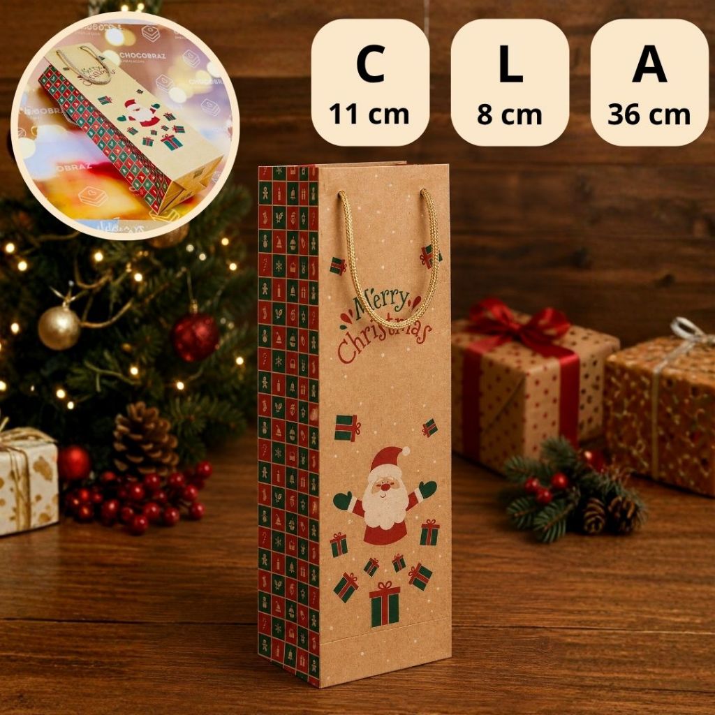 5 SACOLA P/ BEBIDA NATAL KRAFT ID5088 (NATAL IDEIA 2025) (CHOCO) · foto 2