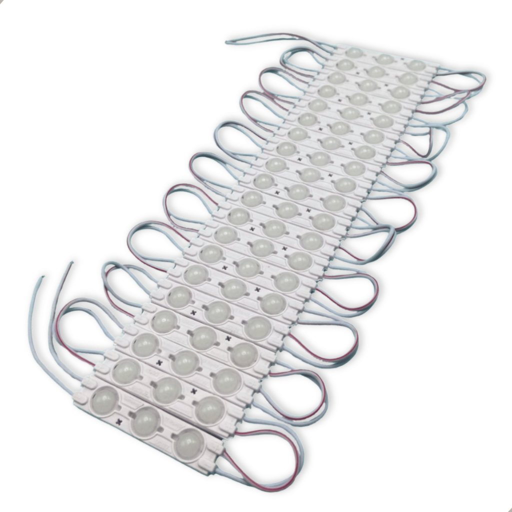 Módulo LED 2835 3 LEDs 1,2W 12V IP65 Para Letreiro Letra Caixa Luminoso Fachada Placa Comunicação Visual