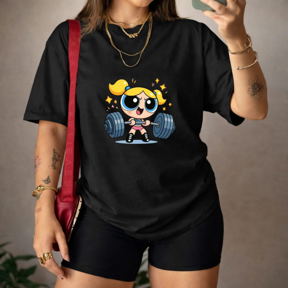 Camiseta Blusa Feminina Estampa Meninas Super Poderosas Lindinha 100% Algodão Academia Casual.