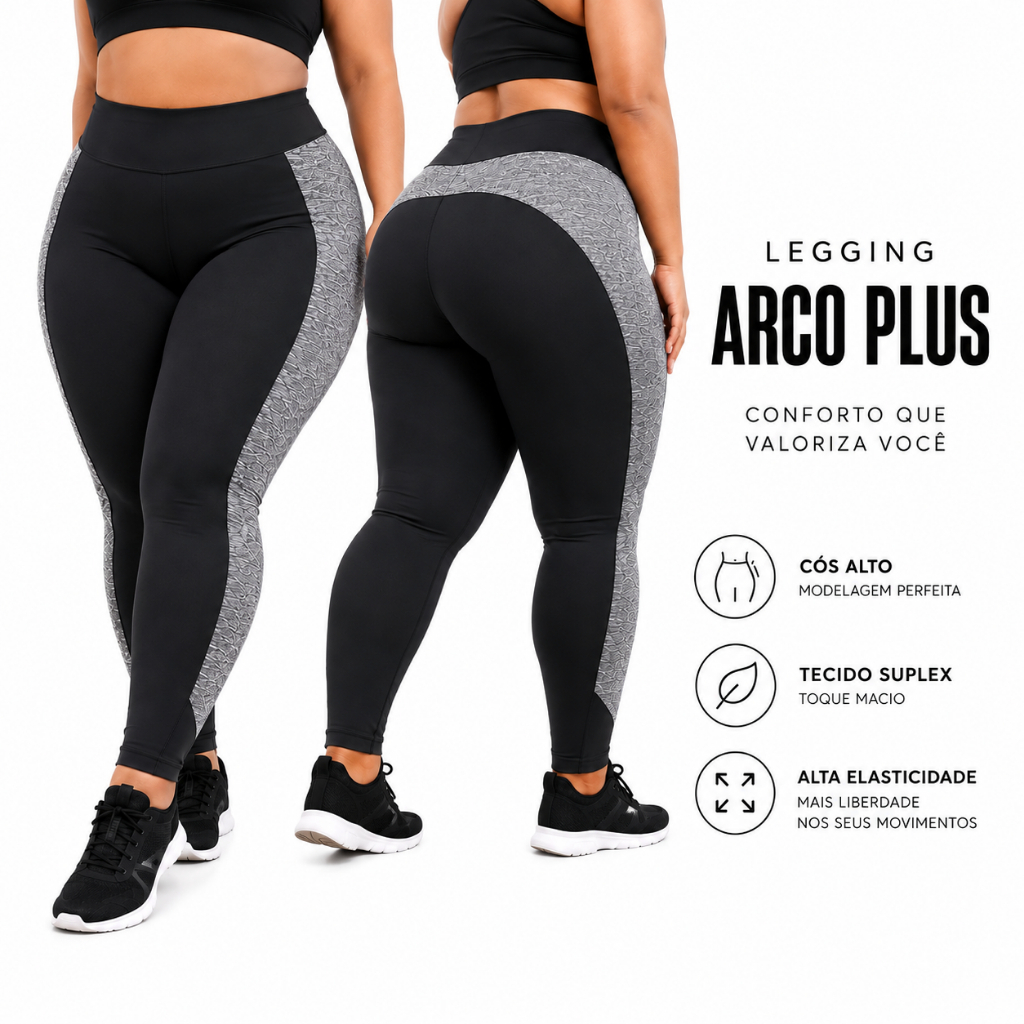 Legging Plus Size Feminina Suplex Cós Alto Não Transparente Alta Compressão Academia 50 52 54 56