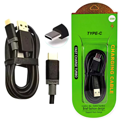 Cabo USB-C Turbo Carregamento Rápido Reforçado 1 Metro