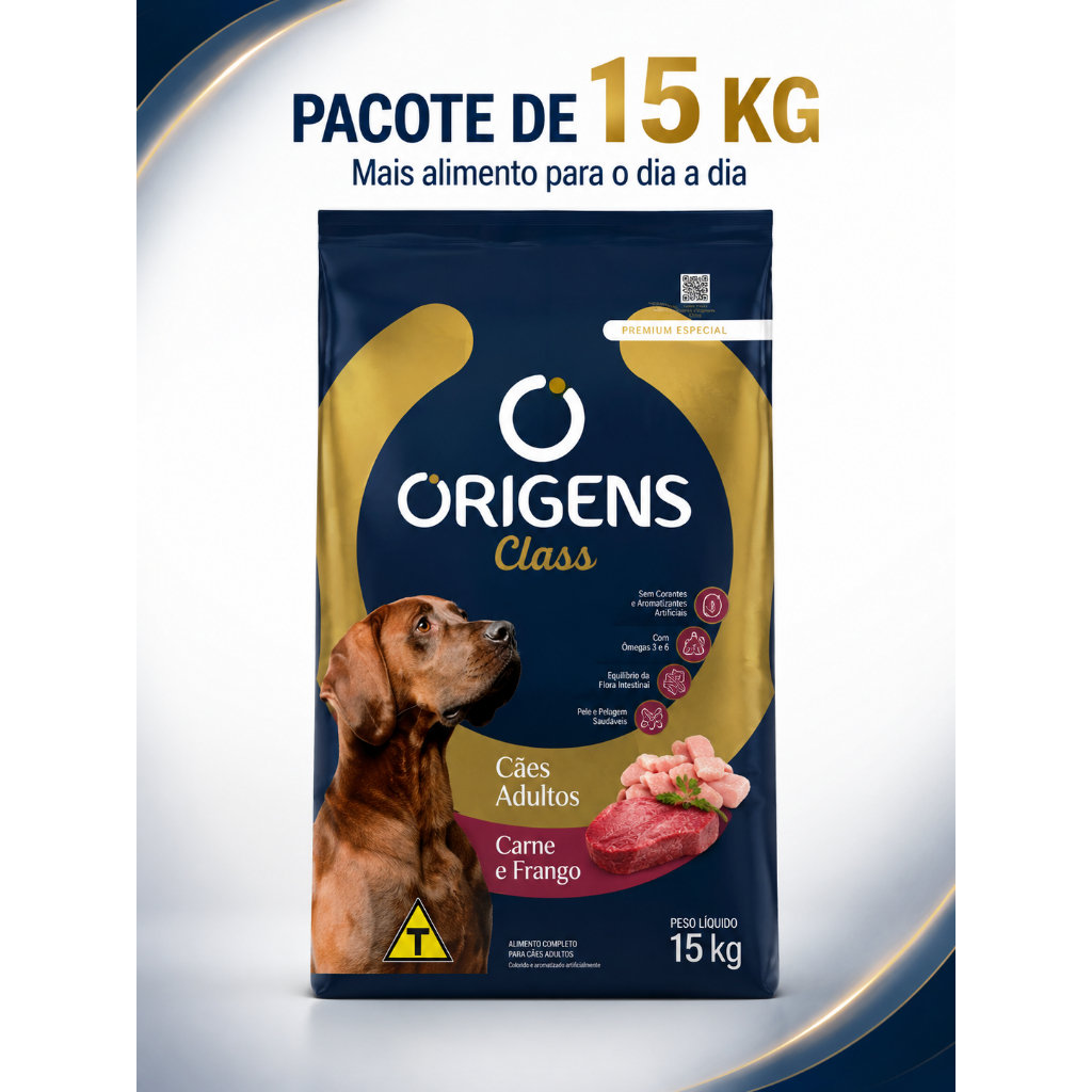Ração Origens Class Cães Adultos Carne E Frango 15kg Premium Especial Ração Seca Completa Nutrição Canina Para Cachorros