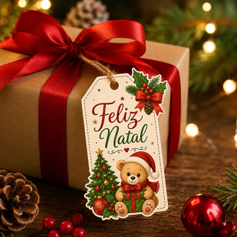 30 a 100 Tag Feliz Natal 4x7 cm para Presentes e Lembrancinhas de Natal