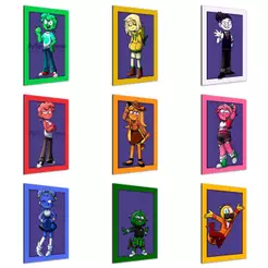 Placas decorativas mundo torajo personagens, quadros placa mundo torajo, morajo, linn, azedo, jay, margo, abel, zulmi