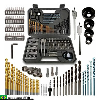 Kit de 103 brocas de titânio HSS Jogo Bits Ferramentas de furadeira/parafusadeira para metal, madeira e alvenaria