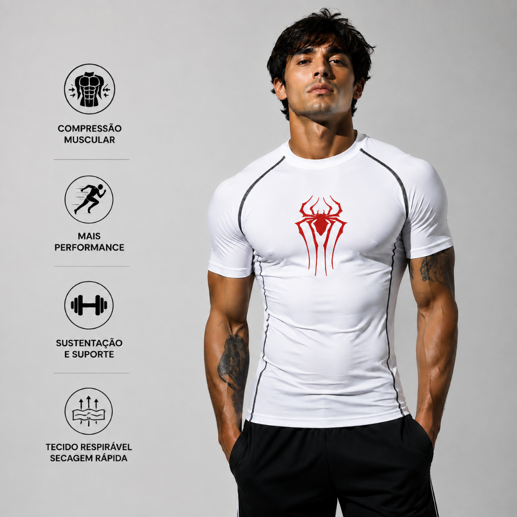 Camiseta De Compressao Esportiva Masculina Treino Gym Academia Surf Musculação Gotica