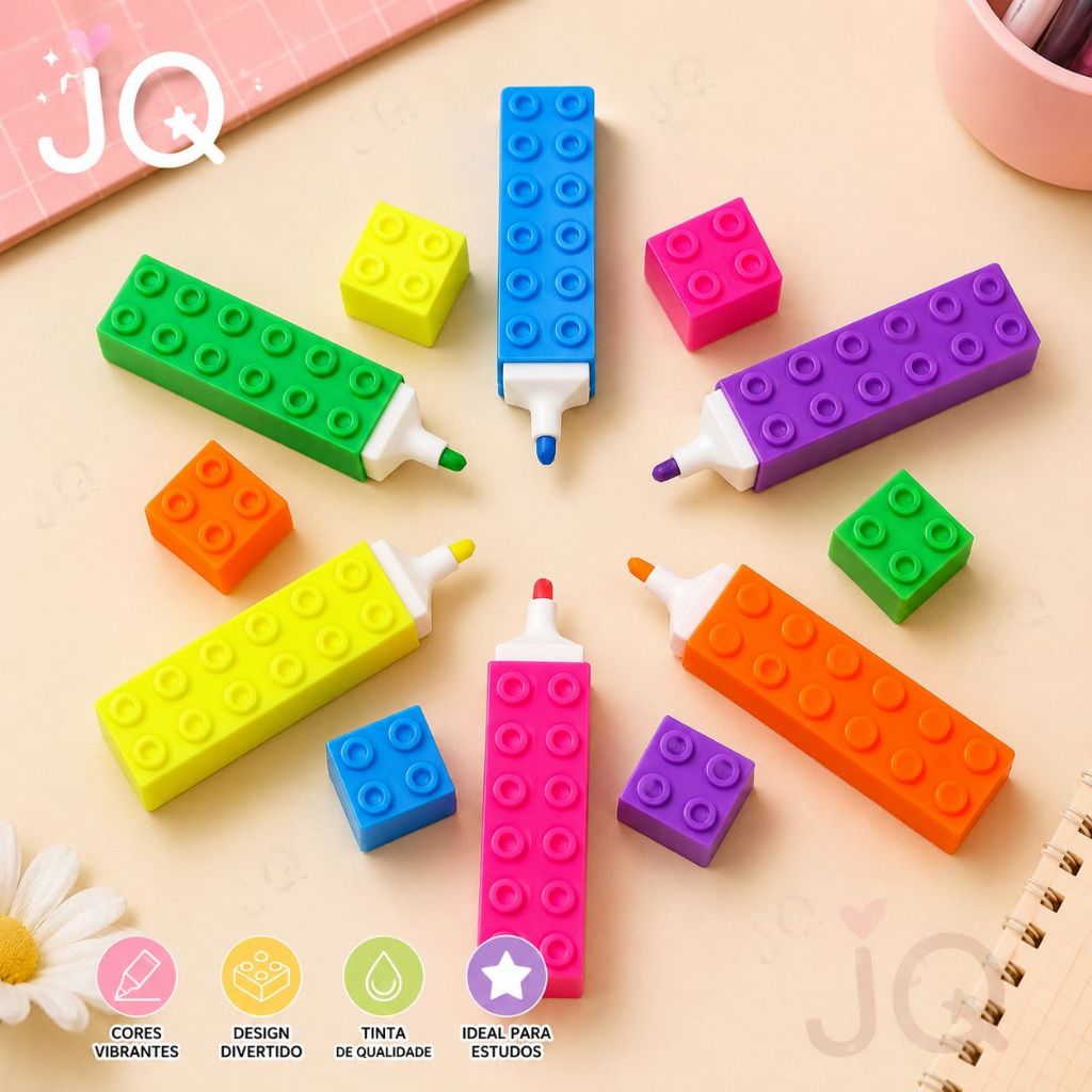 6 Cores Marca Texto De ENCAIXE LEGO Forma de Bloco de Construção Barato