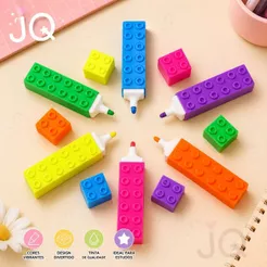 6 Cores Marca Texto De ENCAIXE LEGO Forma de Bloco de Construção Barato