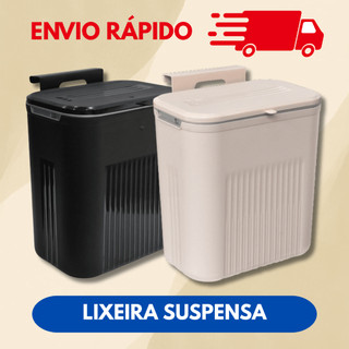 Lixeira suspensa 9 litros preta rosê alta qualidade resistente adesiva cozinha banheiro escritório