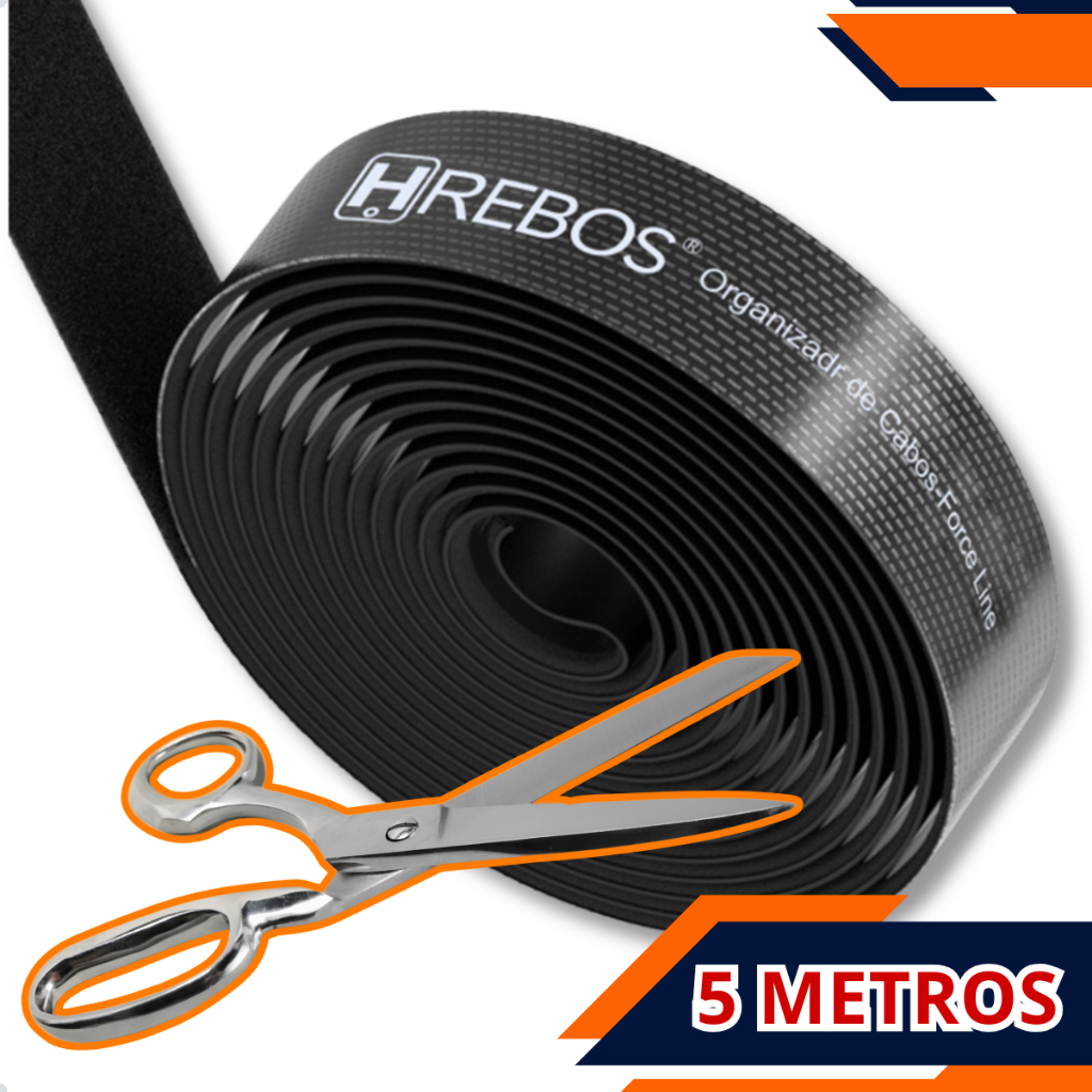 Fita Organizadora de Cabos e Fios, Rolo de 5 Metros em Velcro Abraçadeira Presilha Fecho Organizador