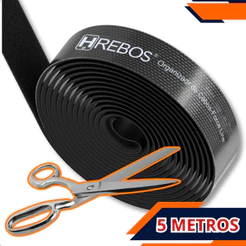 Fita Organizadora de Cabos e Fios, Rolo de 5 Metros em Velcro Abraçadeira Presilha Fecho Organizador