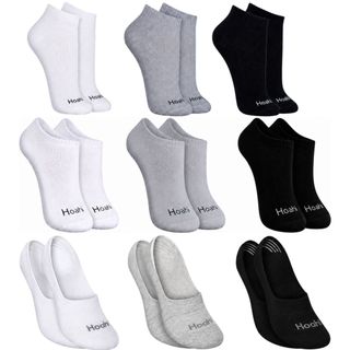 Kit 9 Meias Hoahi Feminina Sapatilha Invisível Cano Curto Algodão Masculino Elastano