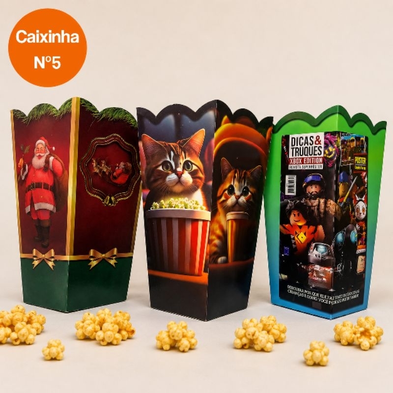 Kit com 50 Unidades de Caixas de Pipoca Tamanho N° 5