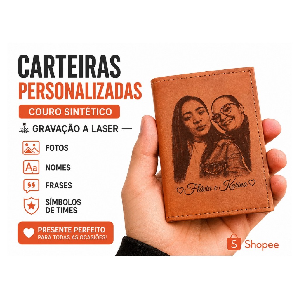 Kit Carteira Porta Documentos Personalizada Masculina com Nome Logo Foto – Brinde Presente Personalizado Atacado