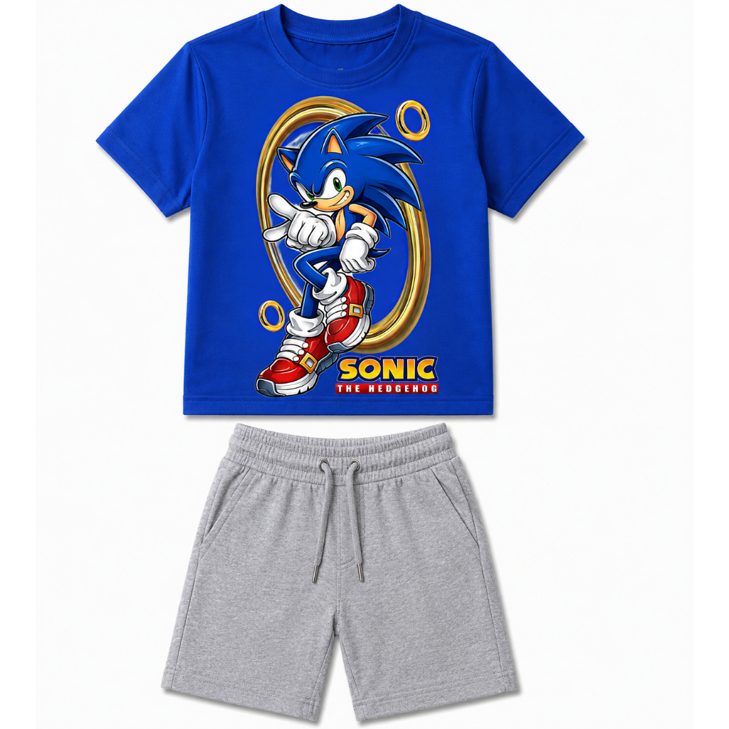 Conjunto Infantil Menino Camiseta Algodão Bermuda Moletinho Roupa Infantil Masculina Confortavel