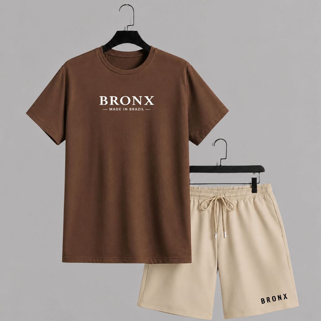 Kit Conjunto Camiseta 100% Algodão E Bermuda Moletom Moletinho Estampado Casual Short Leve Confortável Estiloso Unissex