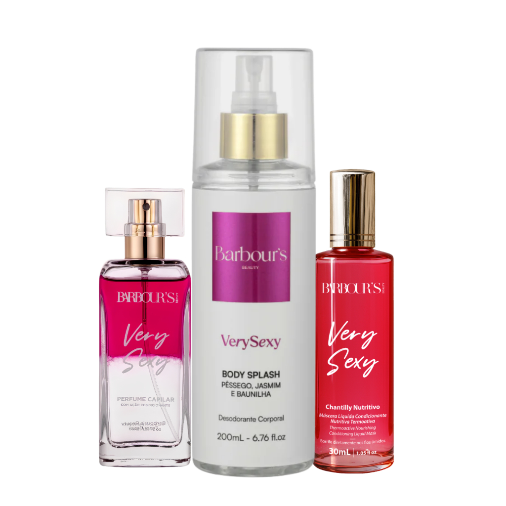 Kit Body Splash Perfume Capilar Máscara Liquída Very Sexy Barbour's Beauty Nutrição Intensa