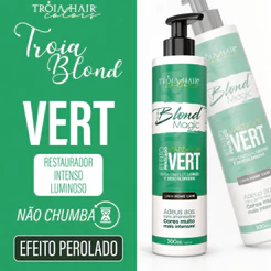 Matizador Magic Blond Tróia Hair Vert 300ml – Efeito Perolado Suave para Loiros Claros e Platinados