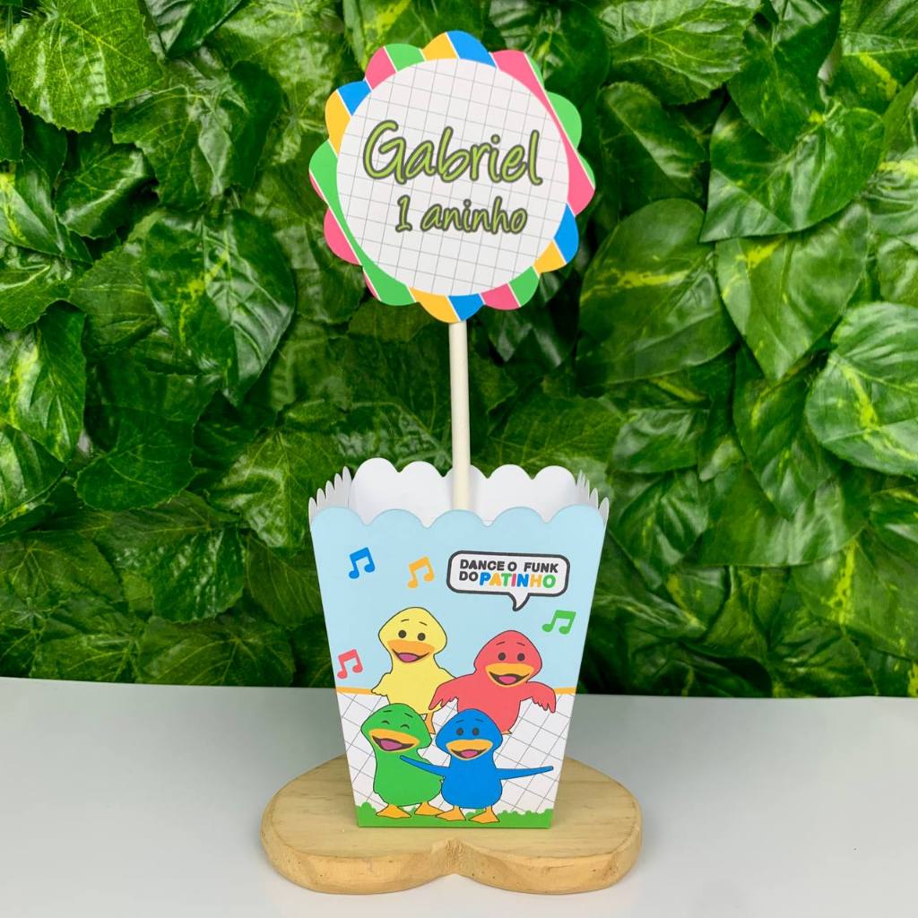 Centro de Mesa Patinho Colorido - Funk do Patinho / Cachepô Personalizado Lembrancinha para Festa Infantil