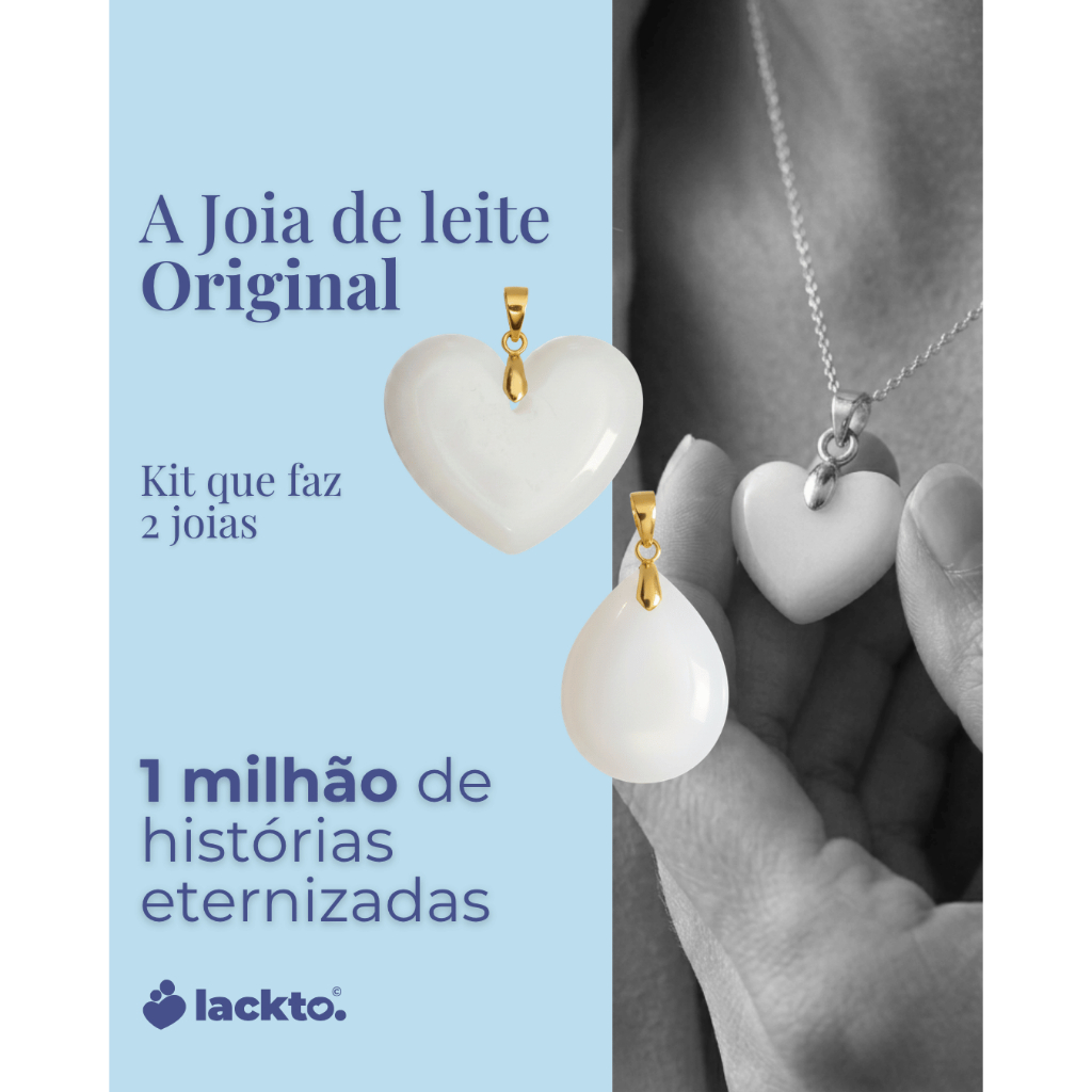 Pingente de Leite Materno Lackto | Kit para Fazer 2 Joias | Nova Mãe | Faça Você Mesma | Amor de leite