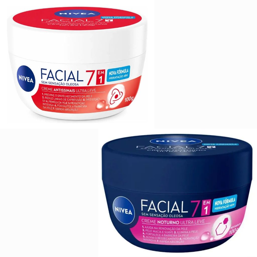 Kit Nivea Creme Antissinais 7 Em 1 100g + Nivea Creme Noturno 100g