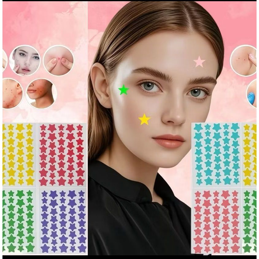 kit Peças De Adesivos De Acne Para Rosto , Adesivo Hidrocolóide Espinhas E Manchas De Espinha De Estrela Bonito , Spot F