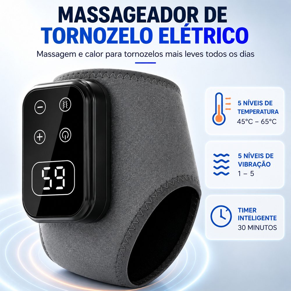 Massageador Elétrico Para Pés 5 Níveis de Vibração 5 Níveis de Aquecimento Ajustável 2000mAh Proteção para Relaxamento
