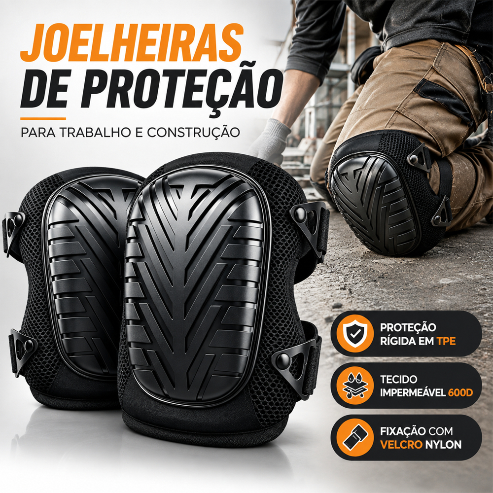 Par Joelheiras Profissionais para Trabalho TPE + Tecido 600D Impermeável Proteção de Joelho para Construção