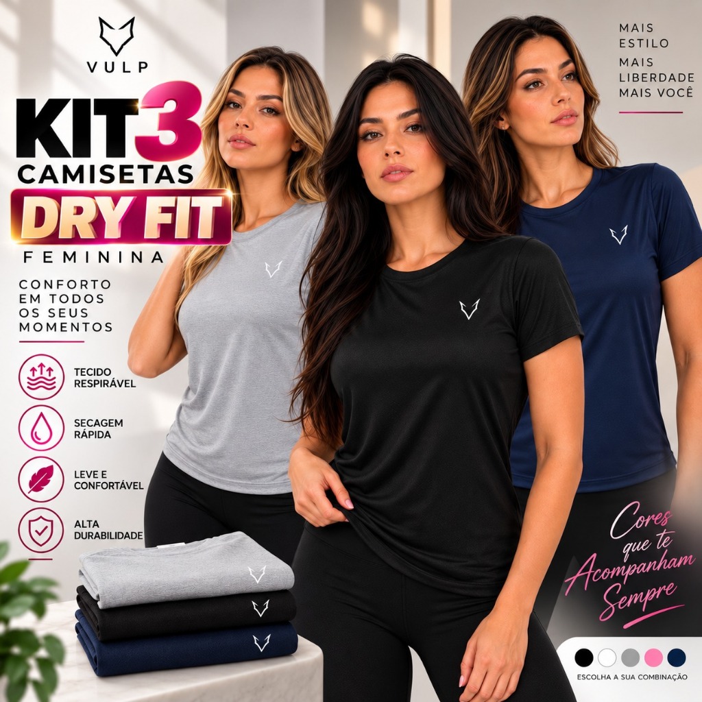 Camisetas Femininas Dry Fit Academia Treino Fitness Manga Curta Leve Respirável P ao GG