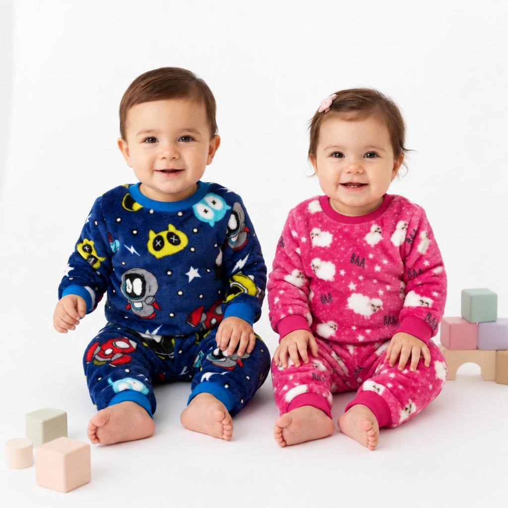Conjunto Bebê  Inverno Fleece Peluciado Quentinho / Pijama Bebê | Blusa Manga Longa + Calça