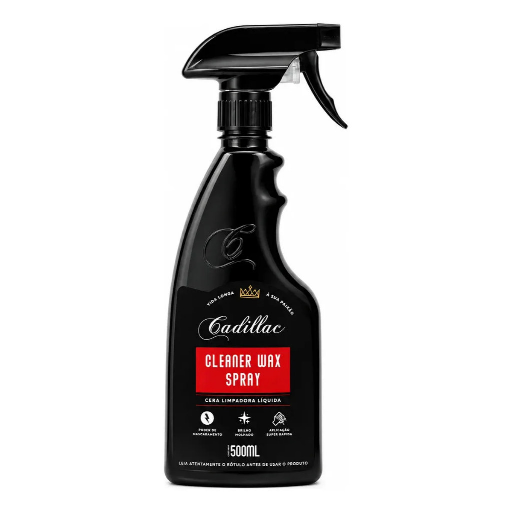 Cera Liquida Cleaner Wax Spray Cadillac 500ml Carnauba Automotiva Brilho Molhado E Proteção Rapida