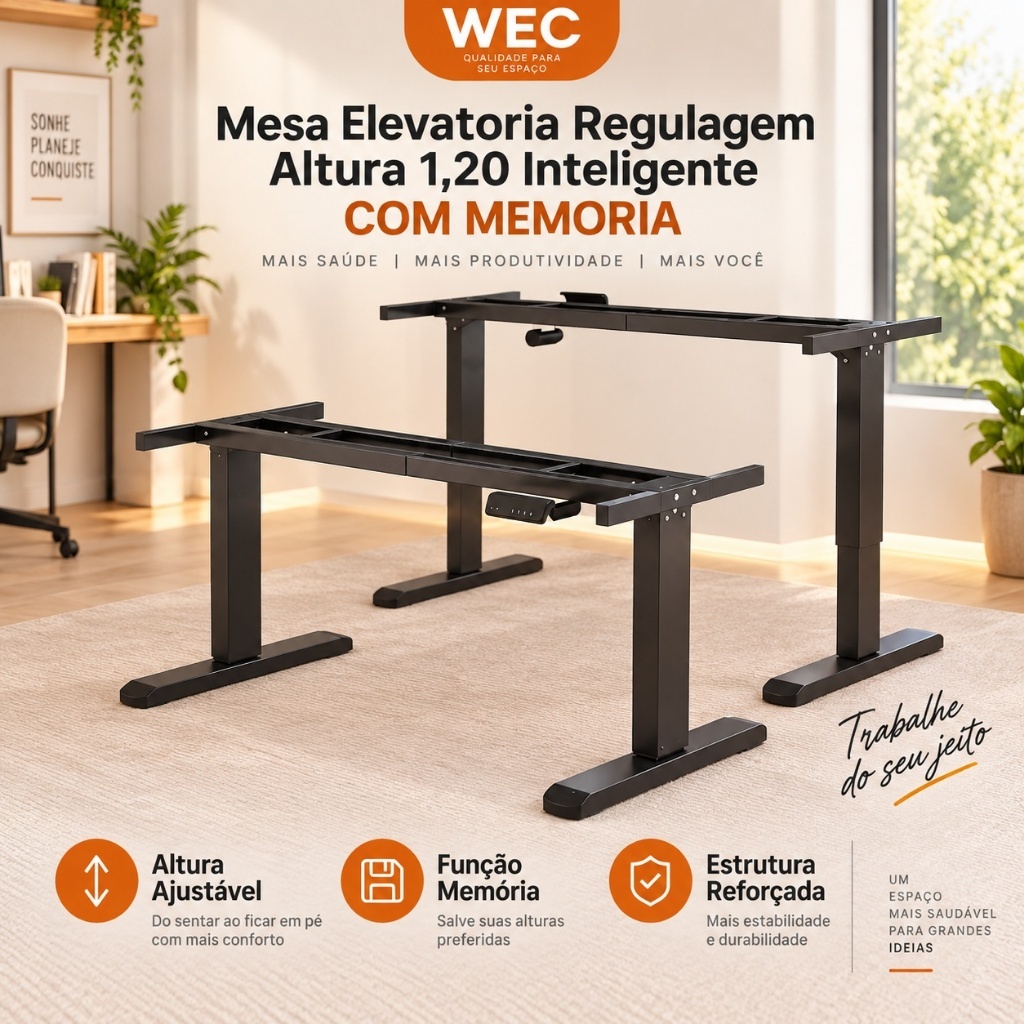 Mesa Elevatoria Regulagem Altura 1,20 Inteligente COM MEMORIA