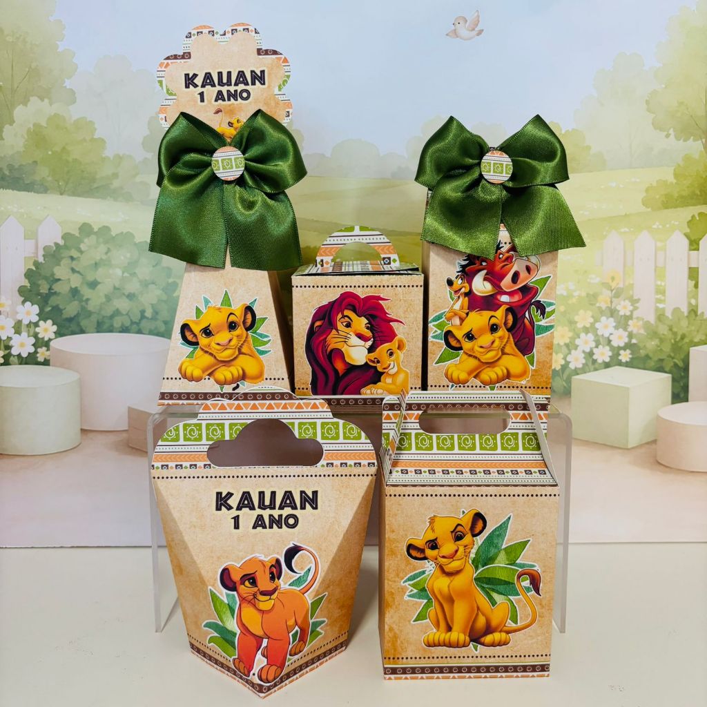 Kit Caixinhas Personalizadas (Pegue e Monte) O Rei Leão Simba Caixas para Lembrancinhas