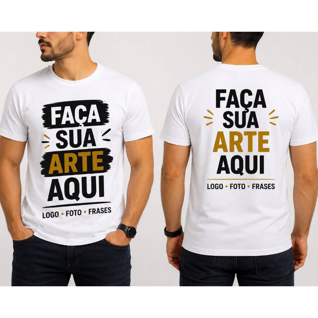 Camiseta Personalizada Unissex 100% Poliéster | Foto, Logo, Nome ou Frase | Estampa Sublimada