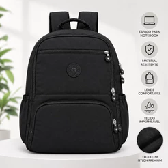 Mochila Impermeável Nylon Premium Escolar Faculdade Trabalho Vários Bolsos Resistente