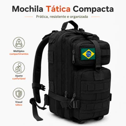 Mochila Militar Tática 30L Reforçada Impermeável Camping Masculina Resistente Assault Airsoft Trilha
