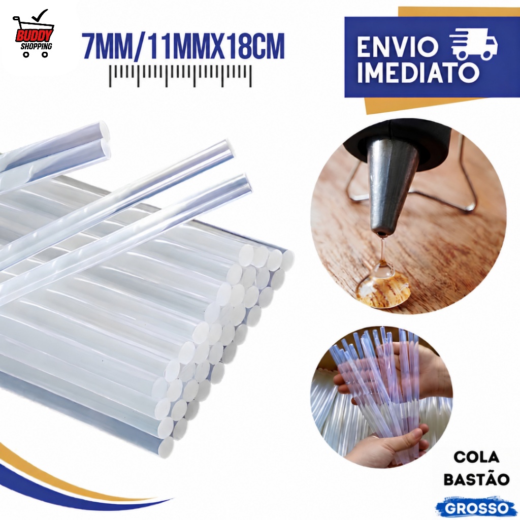 Bastão de Cola Quente Silicone Transparente Refil para Artesanato e Reparos 7mm/11mm Premium