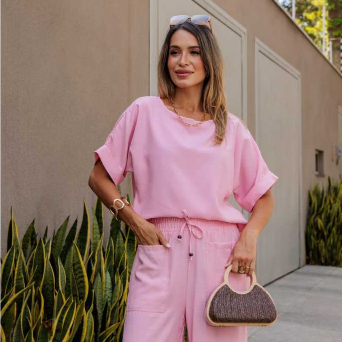 Conjunto  ELEGANTE ALFAIATARIA BLUSA ,CALÇA COM BOLSO CONFORTAVEL,PANTALONA,MODA ESCRITORIO