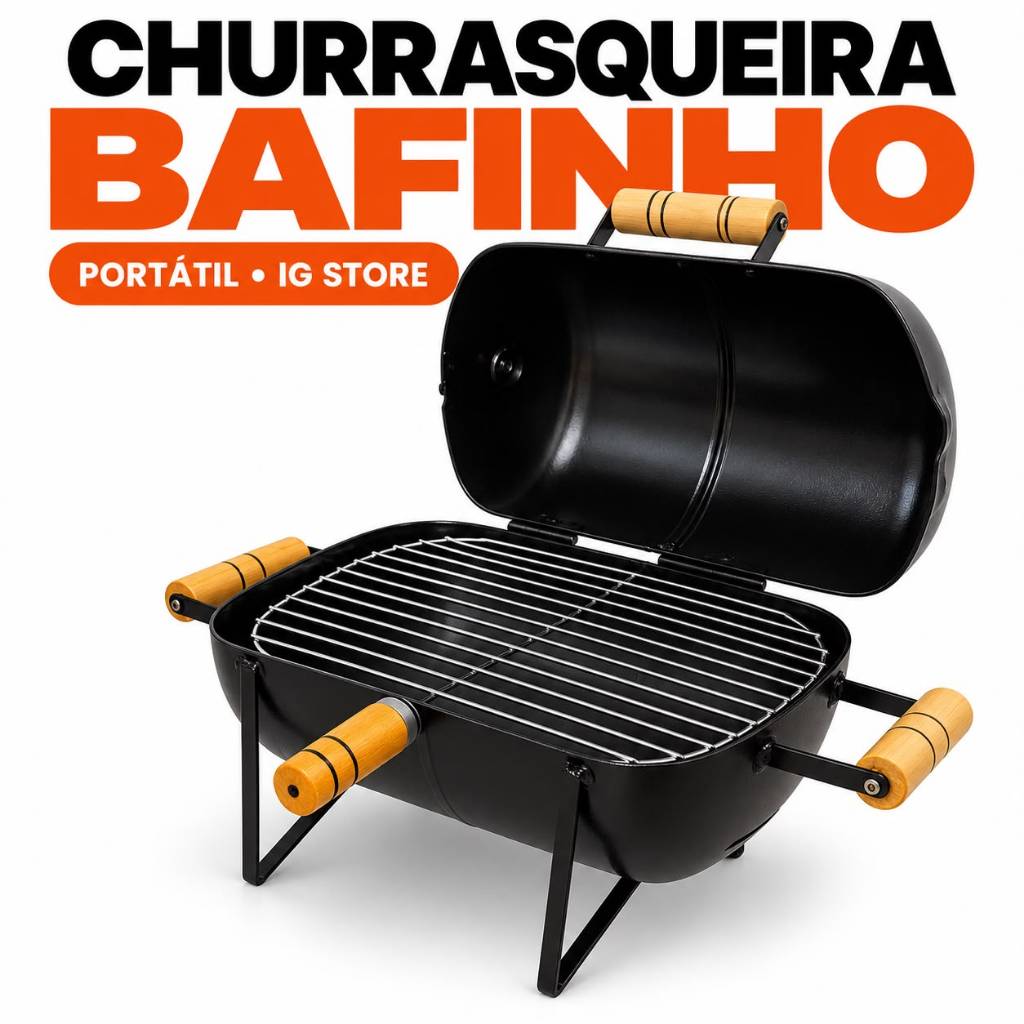 Churrasqueira Bafinho Portátil Camping Pesca Varanda Tampa