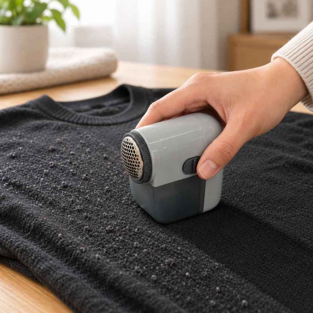 Papa Bolinha Elétrico Tira Pelos e Fiapos de Roupa Lyor Removedor de Bolinhas Máquina Portátil a Pilha Aço Inox Tricô Ma