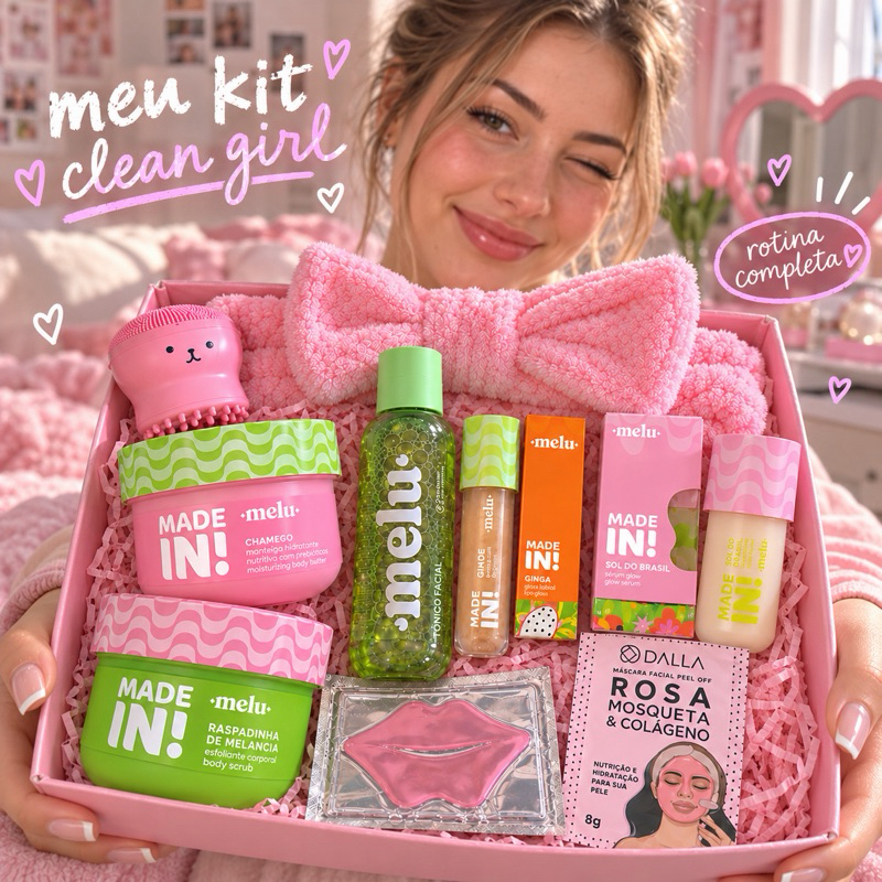 Kit Melu Menina Presente Skincare Completo 9 Itens