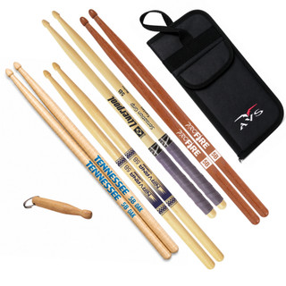 Baquetas Bateria 5B Kit 4 Pares Liverpool e Profire com Bag Baquetas + Chaveiro Ponta de Baqueta