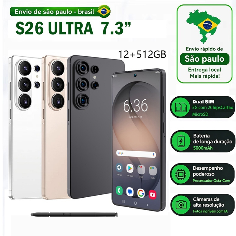 BML Smartphone 12GBRAM+512GBROM Celular 5G WIFI Global Version Dual SIM Bateria De 5000mAh 7.3" Tela,Câmera 108MP